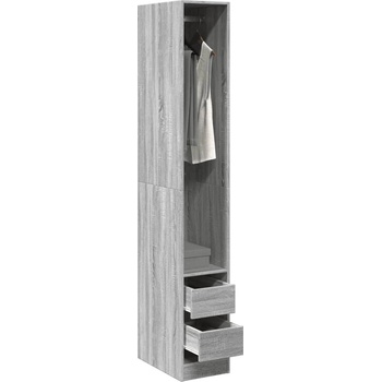vidaXL Гардероб, сив сонома, 30x50x200 см, инженерно дърво (3307743)