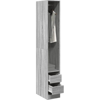 vidaXL Гардероб, сив сонома, 30x50x200 см, инженерно дърво (3307743)