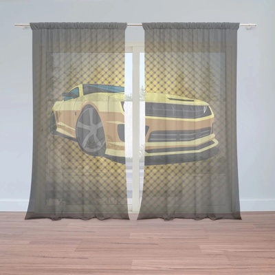 Sablio Záclony Chevrolet Camaro Žltá mriežka: 2ks 150x250cm