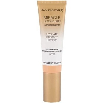 Max Factor Miracle Second Skin SPF20 Hybrid Foundation Ošetrujúci make-up pre prirodzený vzhľad pleti 06 30 ml