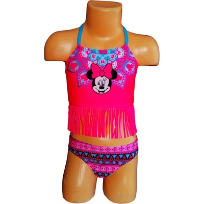 Eplusm Plavky Minnie s třásněmi dvoudílné dívčí růžové neonové