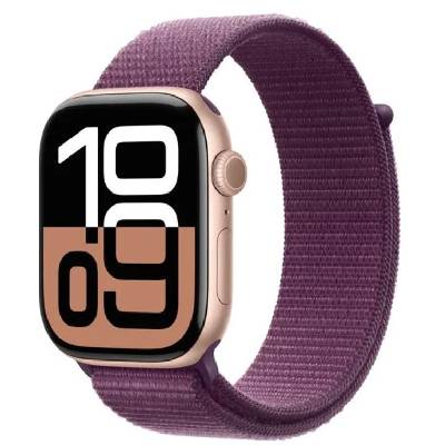 Apple Watch Series 10 42mm Cellular růžově zlatý hliník se švestkovým provlékacím řemínkem MWXC3QC/A