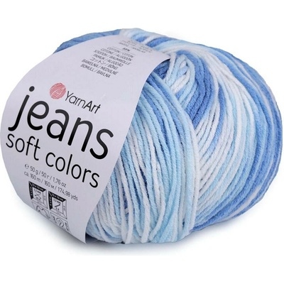 Pletací příze Jeans Soft Color 50 g Varianta: 5 (6213) modrá jemná, Balení: 1 ks 57089/144886/262604