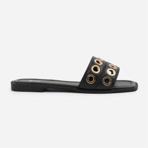 Wheres That From Сандали Wheres That From Black PU Bonnie Flatform Sandal - Black