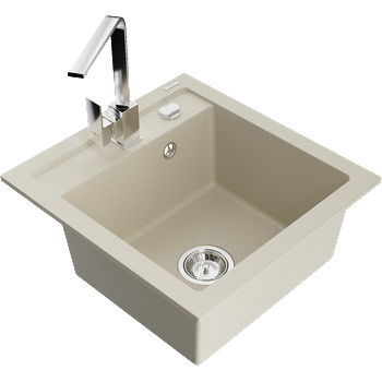 Mexen Vito мивка от гранит с 1 отделение и кухненски смесител Rita, бежов - 6503-69-670300-00 (6503-69-670300-00)