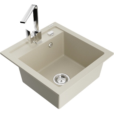 Mexen Vito мивка от гранит с 1 отделение и кухненски смесител Rita, бежов - 6503-69-670300-00 (6503-69-670300-00)