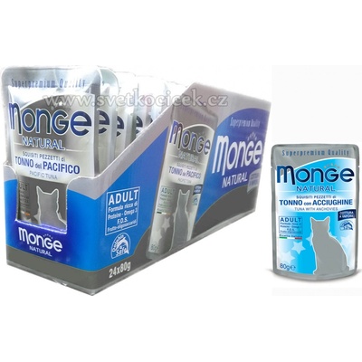Monge Natural Cat tuňák a ančovičky 24 x 80 g
