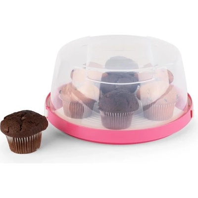 Klarstein Pinkkäppchen ružový kryt na tortu box na koláč Ø26 cm BAK2-Pinkkäppchen-S