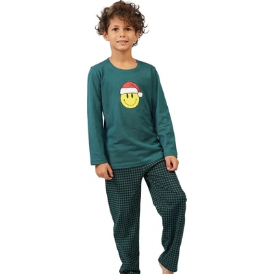 Детско-юношеска коледна пижама за момче с емотиконка