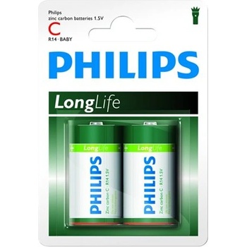 Philips Батерия PHILIPS battery longlife C 2TK/PK R14L2B/10 (R14L2B/10)