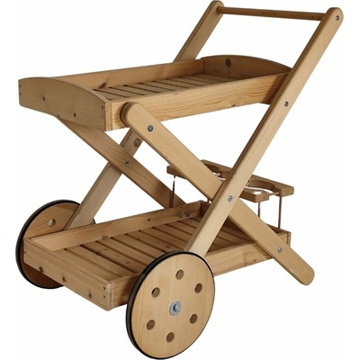 Krušnohorský nábytek Skládací dřevěný zahradní servírovací stolek s kolečky ZSS001