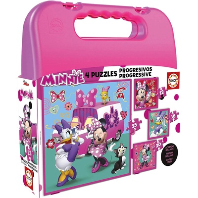 Educa Пъзел в куфарче Educa 4 в 1 - Мини и приятели (EDU17638)