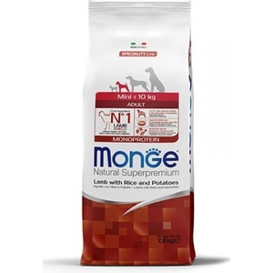 Monge Natural Superpremium Mini Adult Monoprotein Lamb with Rice and Potatoes - Пълноценна суха храна за кучета в зряла възраст от дребните породи с агнешко, ориз и картофи - 7, 5 кг, Италия - 1556