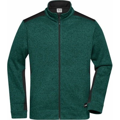 Daiber JN 862 pánská bunda z pleteného fleecu dark green melange/black