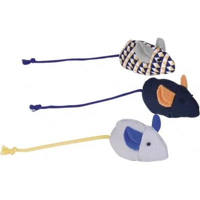 Nobby Играчка за котка Мишки от плат 6 см, с привличаща билка, различни цветове, 3 броя в опаковка - nobby Германия 80205