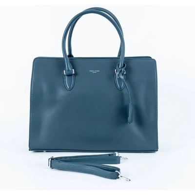 David Jones Paris velká elegantní kabelka do ruky CH21083 paví modrona formát A4 zelená