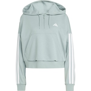 Adidas Дамско яке за тренировка adidas Women's 3-Stipes French Terry QZ Hoodie Training jacket - Wonder Sage / White - размер XXL (103-2963-0116)