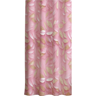 Soovi Home Zatemňovací záves Pink Blush – jemný listový vzor v ružovej a zlatej s 3D efektom Veľkosť: 140x230 na riasiaci pás