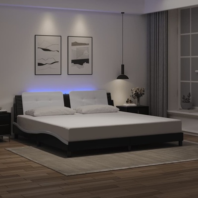 vidaXL 11461.3214136 Rám postele s LED bez matrace Zadar černý a bílý