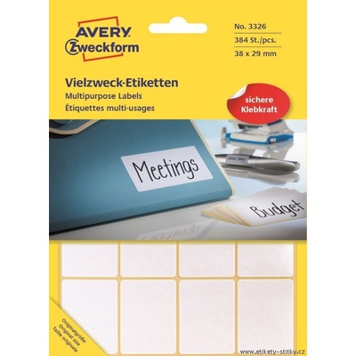 Avery Zweckform 38x29 mm, 384 etiket, bílé 3326