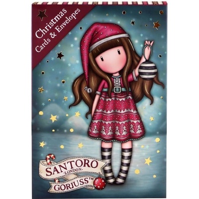 Santoro Коледни картички Santoro Gorjuss - Tis The Season, 8 броя (1195GJ02)