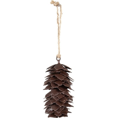 Clayre & Eef Hnědá antik kovová závěsná dekorace šiška - 5*5*11 cm