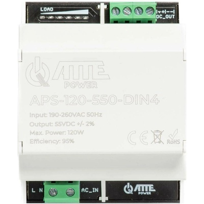 Spínaný napájecí zdroj 55V 120W v pouzdře DIN4 ATTE APS-120-550-DIN4