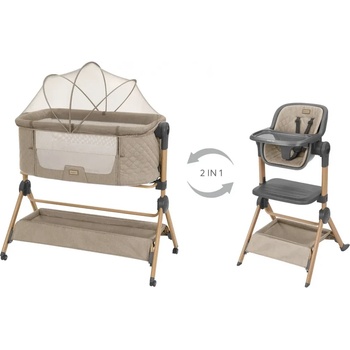 KikkaBoo За бебето 2в1 Мини кошара + Стол за хранене Sleat Me Beige - Kikkaboo