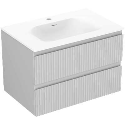 Mexen Rivel шкафче за баня 70 см с мивка Vela, 2 чекмеджета, оребрена, сив мат/бял мат - 91A20-07047-2-BFF62-W23M01 (91A20-07047-2-BFF62-W23M01)