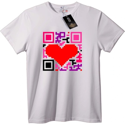 NOONEBRAND Тениска QR Код Сърце - XS, White