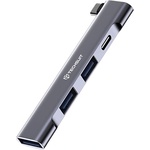 Techsuit - Докинг станция ZenithDock 4 в 1 (H12) - USB-C към 2x USB 2.0, 1x USB 3.0, 1x Type-C, 60W - Сив