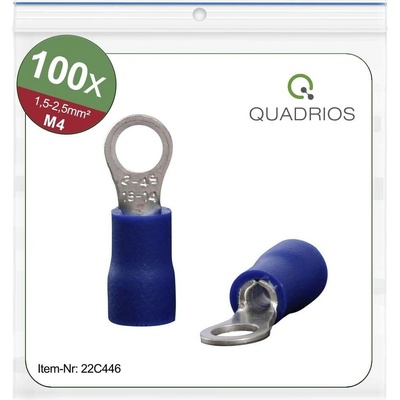 Quadrios 22C446 guľaté káblové oko Prierez=2.5 mm² Ø otvoru=4.3 mm čiastočne izolované modrá 1 sada