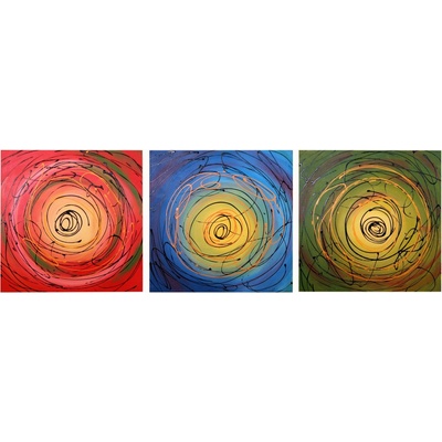 Ručně malovaný obraz Dalmart abstrakce na plátně 50x150cm třídílný