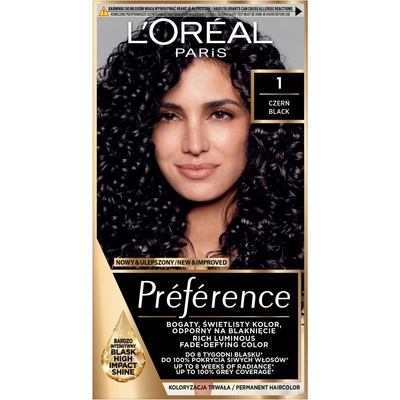 L'Oreal Preference permanentní barva na vlasy 1 Napoli Černá