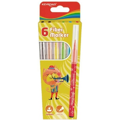 Sada popisovačov KEYROAD Fiber Marker, 6 ks, mix farieb