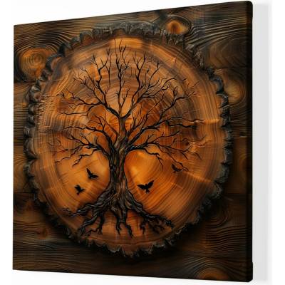 Obraz na plátně - Strom života Ygess, dřevo styl FeelHappy.cz Vyberte rozměr obrazu (šířka x výška): 80 x 80 cm