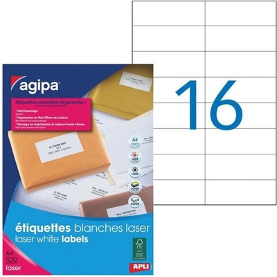 Etikety laser 105x37mm Agipa A4 100 hárkov