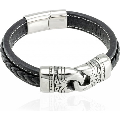 Sam's Artisans kožený náramek Aztec chirurgická ocel INRM094