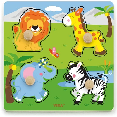 Viga Toys Пъзел с дръжки Viga - Диви животни (50840)