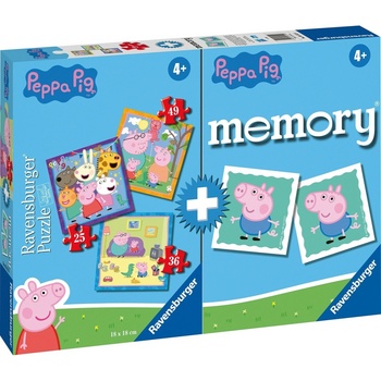 Ravensburger Детски пъзел Ravensburger 3 в 1 - Прасенцето Пепа (3152)