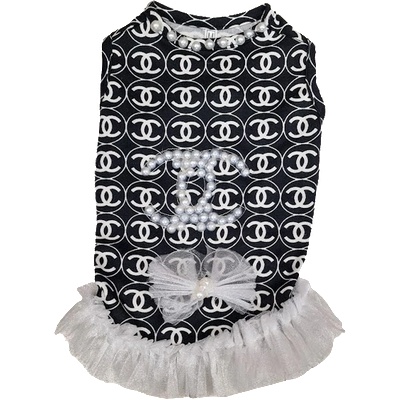 Tiger`s Heart Черно бяла рокля с перли за куче