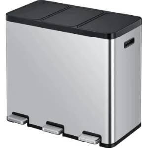 EKO-Europe EKO Кош за разделно събиране с 3 педала ESSENTIAL - 3 х 20 л. - матиран (EKO 912561 - Matt s/s)