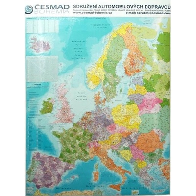 Nástenná mapa - Európa s PSČ