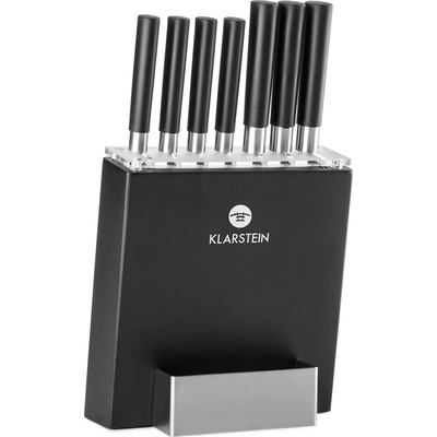 Klarstein Kitano, Комплект ножове от 8 части с блок, 7 ножа, стомана, луксозен дървен блок (KG10-Kitano) (KG10-Kitano)