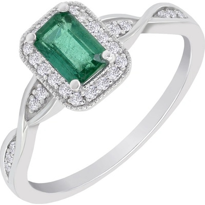Eppi elegantný smaragdový zlatý prsteň s diamantmi James R34160