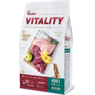 Akinu Vitality dog Adult medium chicken & beef 3 kg