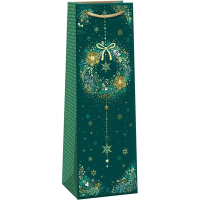 ARGUS Darčeková taška na víno (13 x 37.5 cm) - Zelený vianočný veniec 08390162