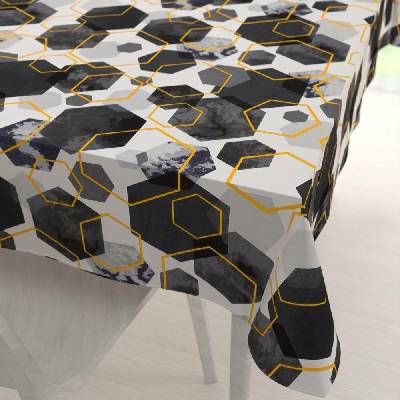 Biante bavlna obdélníkový ubrus Sandra SA-568 Šedo-modrofialové mramorové hexagony na bílém 80x120 cm