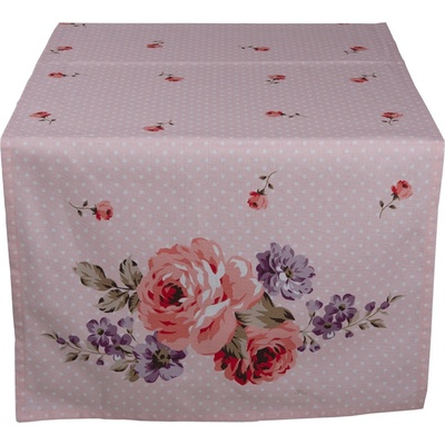 Clayre & Eef Růžový bavlna běhoun s růžemi Dotty Rose 50x140 cm