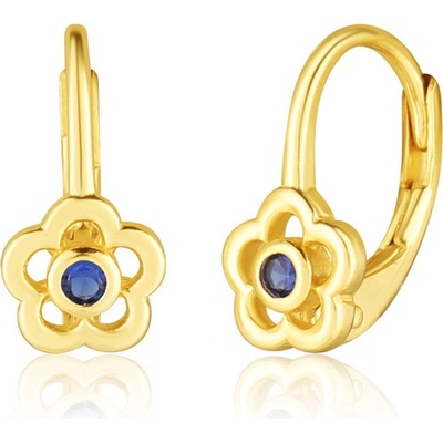 JVD Dětské stříbrné pozlacené náušnice se zirkony a safíry SVLE3160XF6GM00